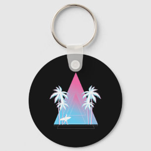 Ocean Surfing Water Sport Palm Trees Surfer 90s Va Key Ring