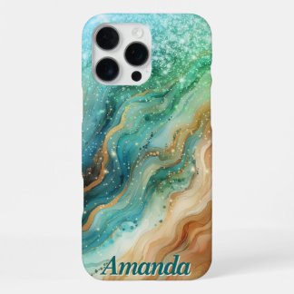 Ocean Swirl Custom Name iPhone Case