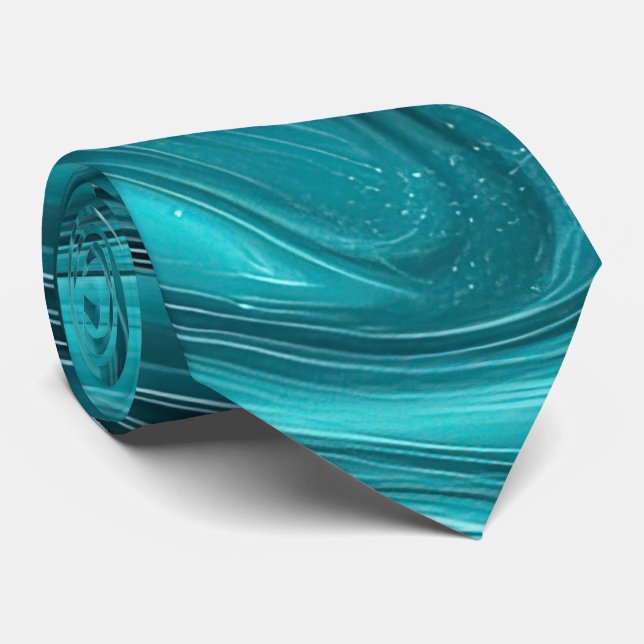 Ocean Swirls Turquoise Neck Tie (Rolled)