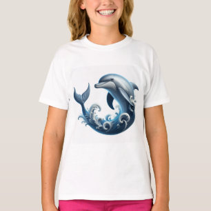 "Ocean Symphony Dolphin Print T-Shirt" T-Shirt