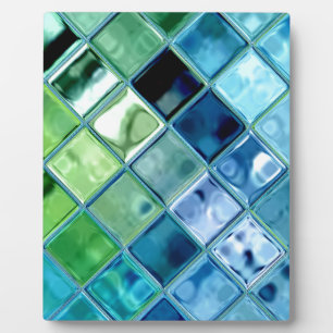 Ocean Teal Glass Mosaic Tile Art Plaque
