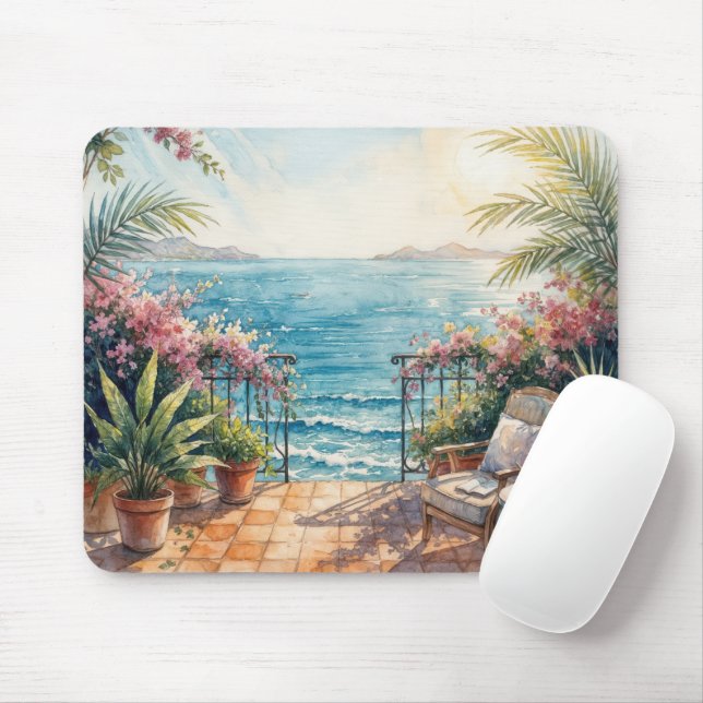 Ocean Terrace with a Peaceful View Mouse Pad (With Mouse)
