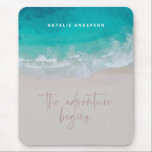 Ocean the adventure begins modern colorful mouse pad<br><div class="desc">Girly Ocean the adventure begins modern colorful uplifting and inspiring typography and photography design.</div>