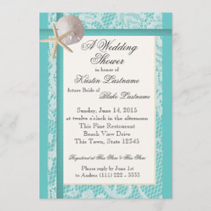 Ocean Theme Aqua Wedding Shower Invitation