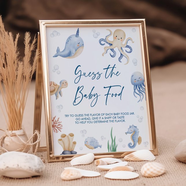 Ocean Theme Baby Shower Guess The Baby Food Sign (Creator Uploaded)