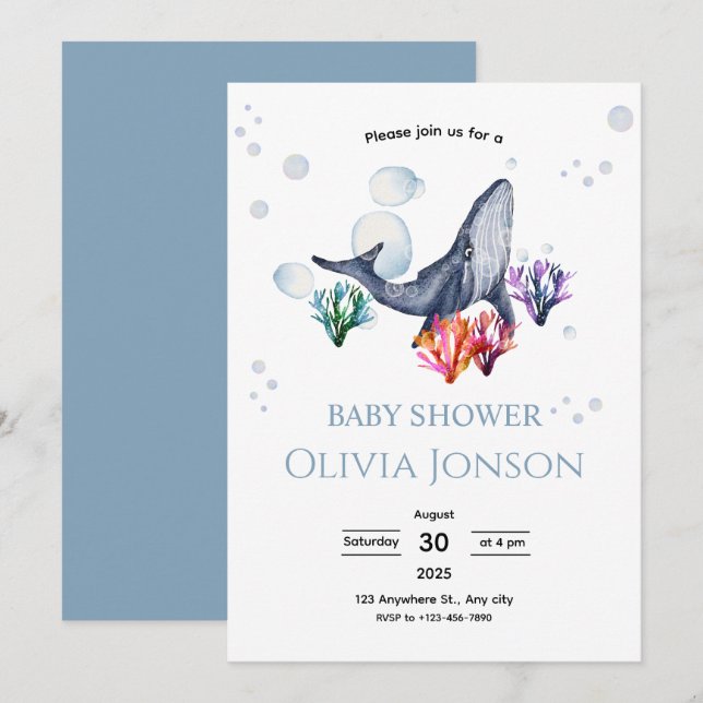 Ocean Theme Baby Shower Invite (Front/Back)