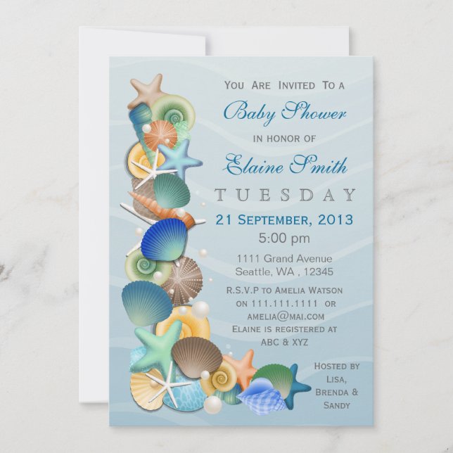 ocean theme Blue Baby shower Invites (Front)