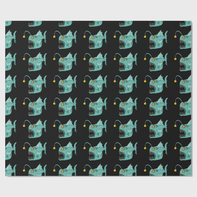 Ocean Theme Boys Birthday Anglerfish  Wrapping Paper (Flat)