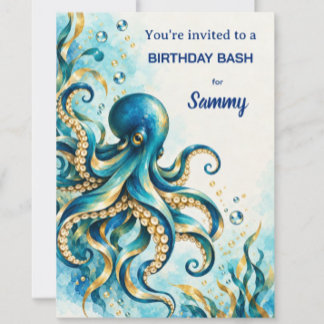 Ocean Theme | Octopus | Birthday Party Invitation