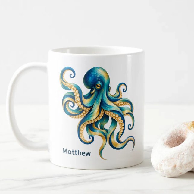 Ocean Theme | Octopus | Personalised Coffee Mug (Creator Uploaded)