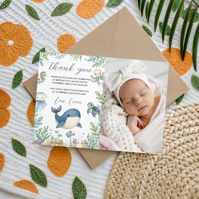 Ocean Theme Photo Thank You Card (Creator Uploaded)