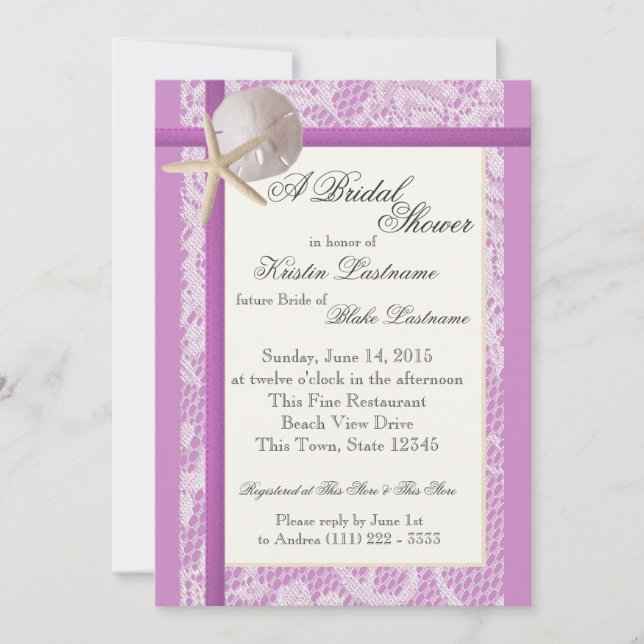 Ocean Theme Purple Wedding Shower Invitation (Front)