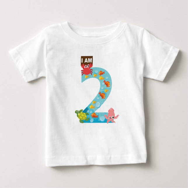 ocean theme Second 2nd Birthday Baby T-Shirt (Front)