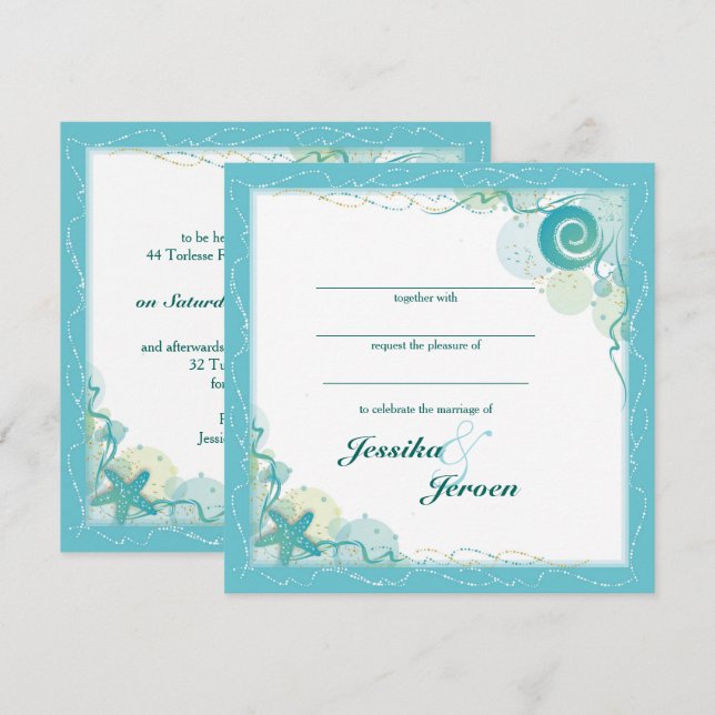 Ocean Theme Wedding invitation (Front/Back)