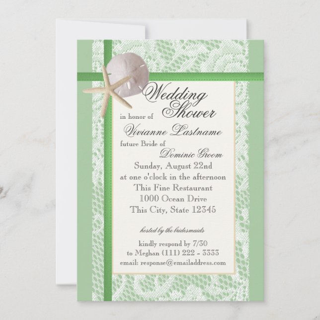 Ocean Theme Wedding Shower Mint Green Invitation (Front)