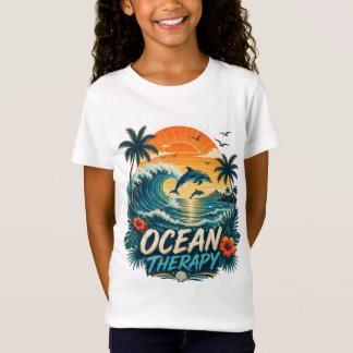 Ocean Therapy | Retro Tropical Beach & Dolphin T-Shirt