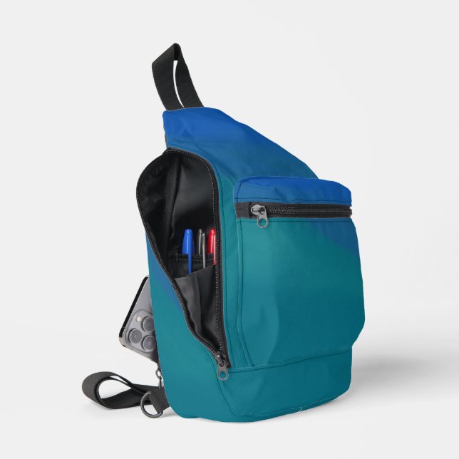 Ocean Tide Blue and Green Minimalist  Sling Bag (Open)