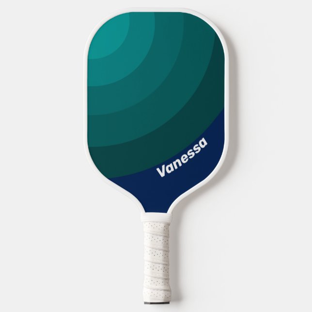 Ocean Tide Circle Stripe with Name Pickleball Paddle (Front)