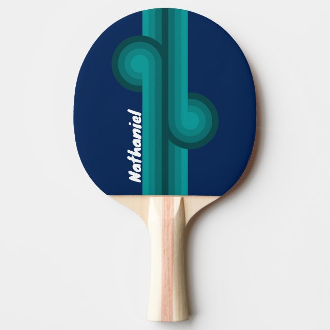 Ocean Tide Stripe Loop with Name Ping Pong Paddle (Front)