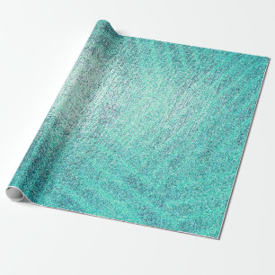 Ocean Tiffany Aqua Paint Stripes Linen Metallic Wrapping Paper