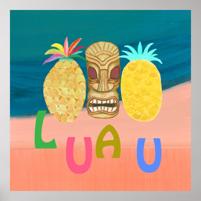 Ocean Tiki Pineapple Luau Poster (Front)