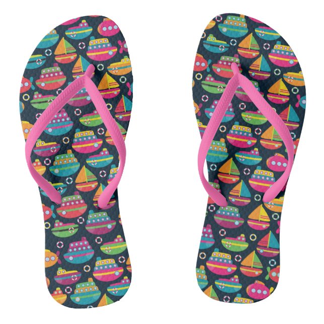 Ocean Transportation Pattern Jandals (Footbed)