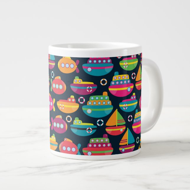 Ocean Transportation Pattern Large Coffee Mug (Front Right)