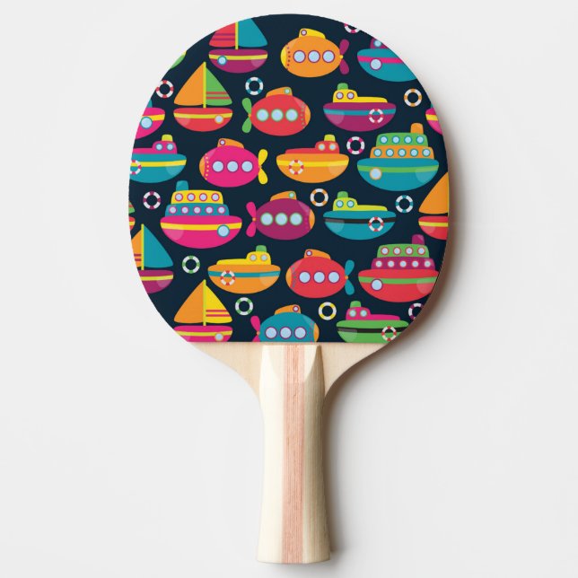 Ocean Transportation Pattern Ping Pong Paddle (Front)