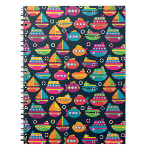 Ocean Transportation Pattern Spiral Notebook