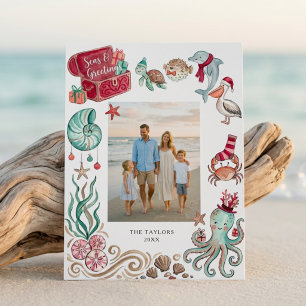 Ocean Treasure Seas & Greetings Christmas Photo Holiday Card