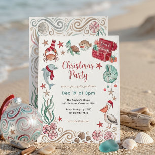 Ocean Treasure Seas & Greetings Coastal Christmas Invitation