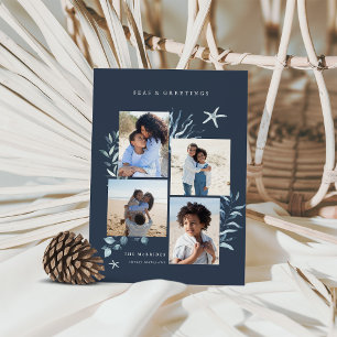 Ocean Treasures 4 Photo Coastal Christmas Holiday Card