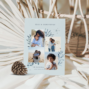 Ocean Treasures 4 Photo Coastal Christmas Holiday Card