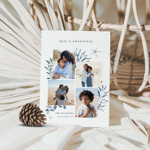 Ocean Treasures 4 Photo Coastal Christmas Holiday Card