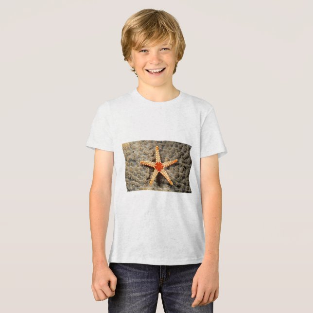 "Ocean Treasures: Starfish Graphic T-Shirt" Tri-Blend Shirt (Front Full)