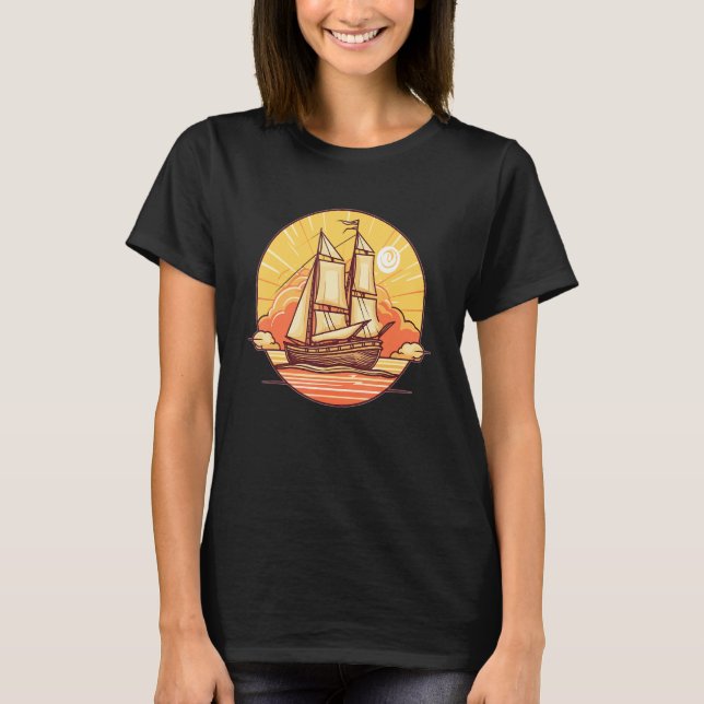 Ocean Trip Cute Sailing Boat Traveller T-Shirt (Front)