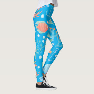 Ocean Tropical Fish Design Mermaid Girls Womens Leggings