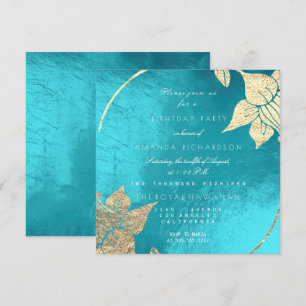 Ocean Turquoise Champaign Floral Birthday Party Invitation