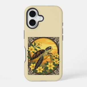 Ocean Turtle And Yellow Gelsemium Flowers iPhone 16 Case