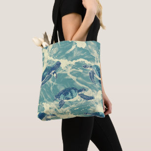 Ocean  Turtles Pattern Tote Bag