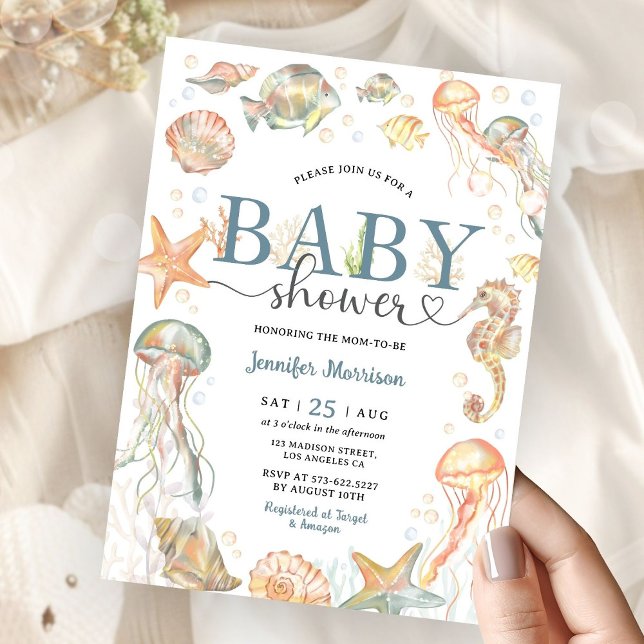 Ocean Under The Sea Baby Shower Gender Neutral  Invitation (Creator Uploaded)