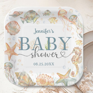 Ocean Under The Sea Baby Shower Gender Neutral  Paper Plate