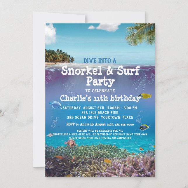 Ocean Under the Sea Beach Party Invitation (Front)