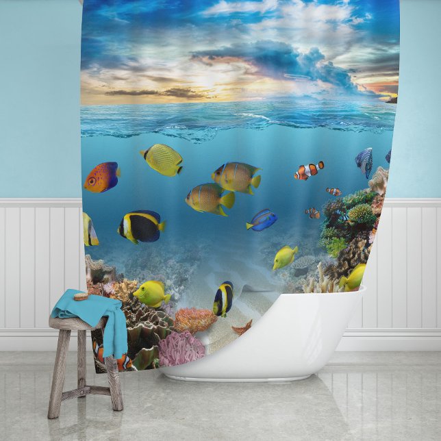 Ocean Underwater Coral Reef Tropical Fish Shower Curtain (Creator Uploaded)
