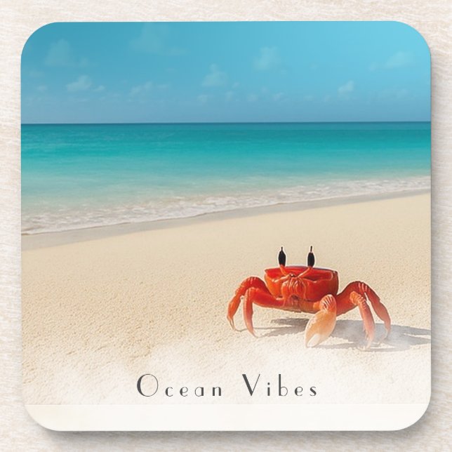 Ocean Vibes – Customisable Cute Cork Coaster (Front)