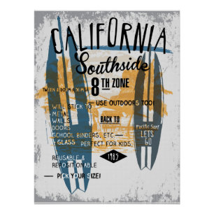 Ocean Vibes Stretched Canvas – Retro Surfboard Poster