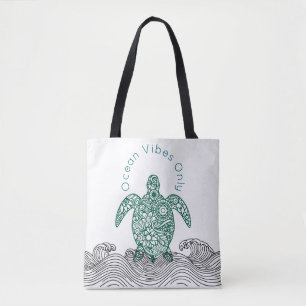 Ocean vibes, Turtle,  Tote Bag