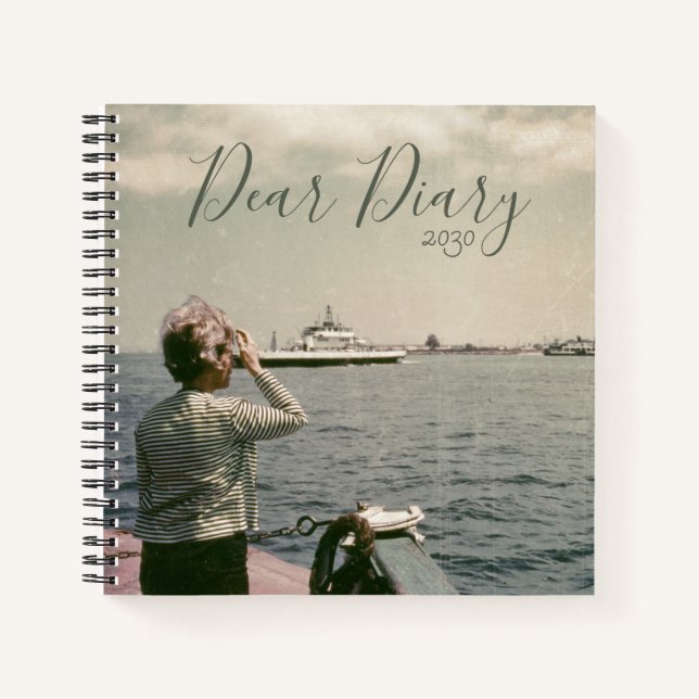 Ocean View Dear Diary Vintage Inspired Notebook (Front)