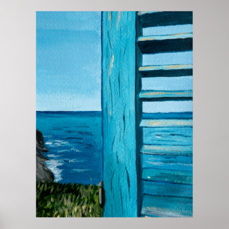 Ocean view from the window | Turquoise, blue Poster