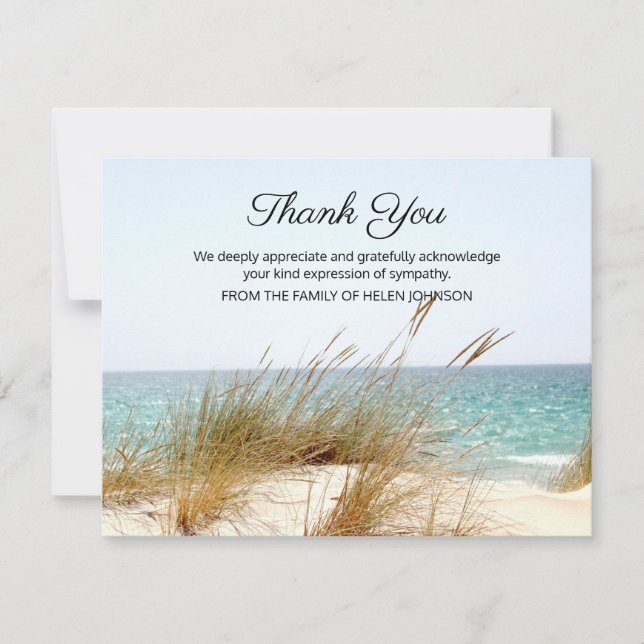 Ocean View Funeral Thank You Note Card (Front)